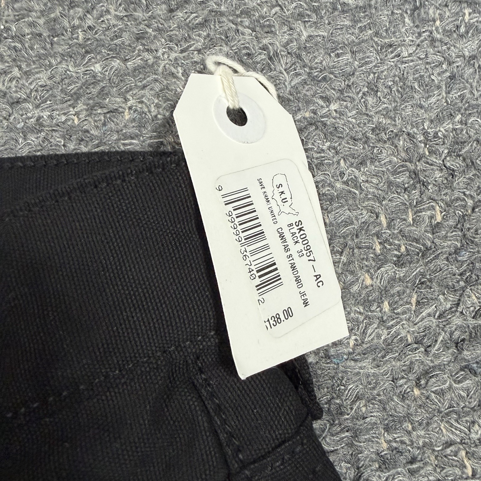 Save Khaki United Sku Canvas Standard Jeans Men 33x31 Black Straight Leg Pants — image 8 of 8